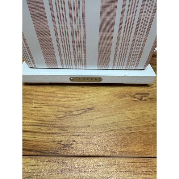 Ralph Lauren Home Porcelain Table Lamp White & Pink Stripe 17” Designer Decor - Picture 3 of 9